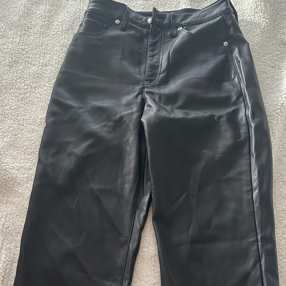 Express Women's Black Straight Leg leather Jeans
